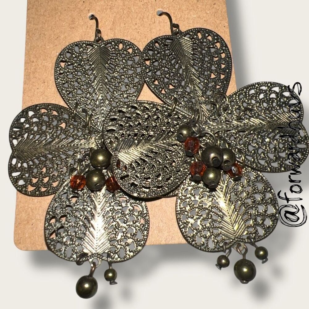 Bundle Sale 3 for $15 | Filigree Leaf & Bead Cluster Earrings
